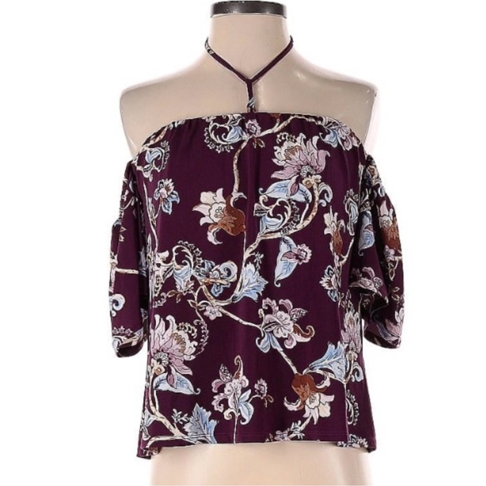 WHBM Floral Off-Shoulder Top - Purple